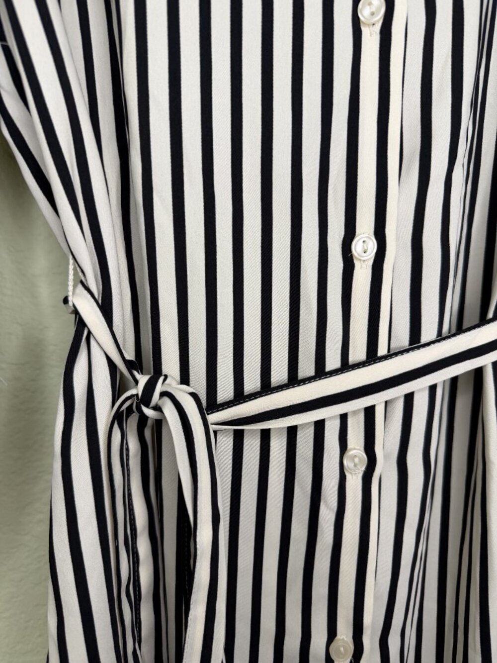 Black & White Striped Shirt Dress with Belt | Size M - Picture 5 of 8